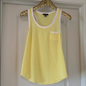 Bebe sheer yellow tank